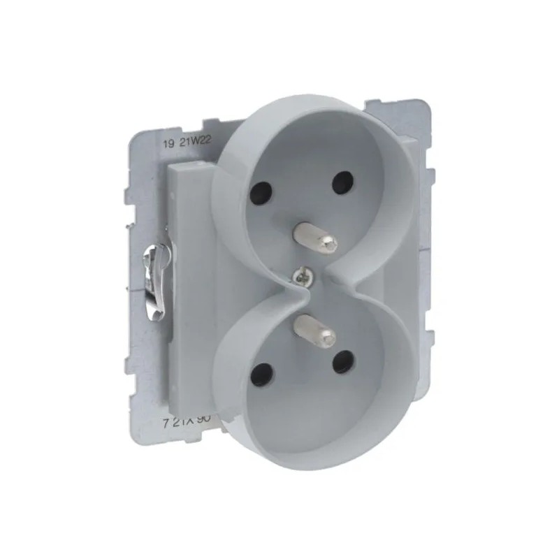 SUNO Gniazdo podwójne 2x2P+Z aluminium 16A 250V zaciski automatyczne z przesłoną 721390 SUNO Gniazdo podwójne 2x2P+Z aluminium 16A 250V zaciski automatyczne z przesłoną 721390
