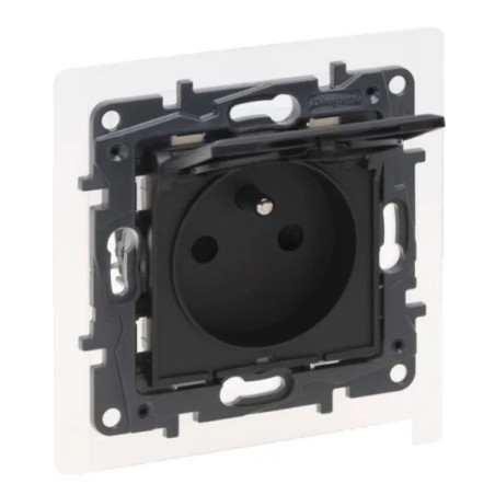 Niloe Step Gniazdo zasilające 2P+Z IP44, zaciski automatyczne, z przesłoną czarny 863536