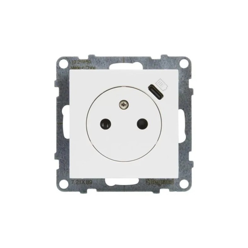 SUNO Gniazdo pojedyncze z USB-C 1,5A białe 16A 250V zaciski automatyczne z przesłoną 721189 SUNO Gniazdo pojedyncze z USB-C 1,5A białe 16A 250V zaciski automatyczne z przesłoną 721189
