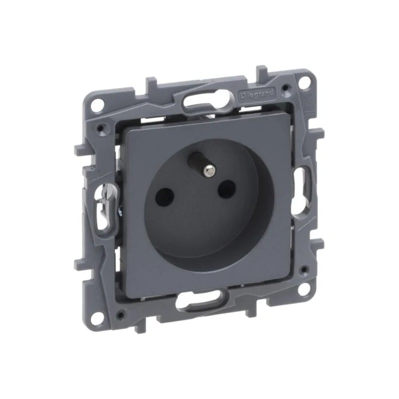 Niloe Selection Gniazdo 2p+z 16A 250V (z przesłoną, zaciski automatyczne) stal 762325