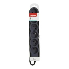 HELMO Przedłużacz standard 6x2P+Z z przewodem 1.5m 3x1.0 mm2 czarny/grafitowy 049486