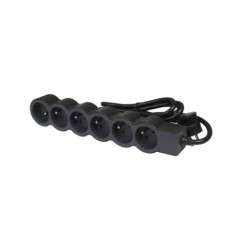 HELMO Przedłużacz standard 6x2P+Z z przewodem 1.5m 3x1.0 mm2 czarny/grafitowy 049486