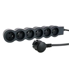 HELMO Przedłużacz standard 6x2P+Z z przewodem 1.5m 3x1.0 mm2 czarny/grafitowy 049486