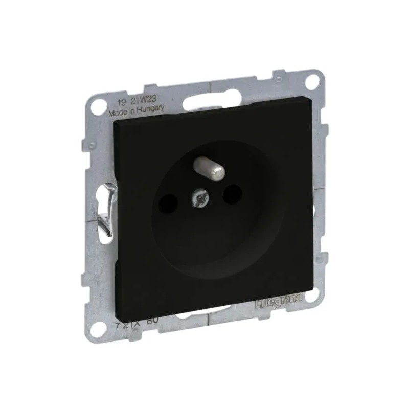 SUNO Gniazdo pojedyncze 2P+Z czarne 16A 250V zaciski automatyczne z przesłoną 721480