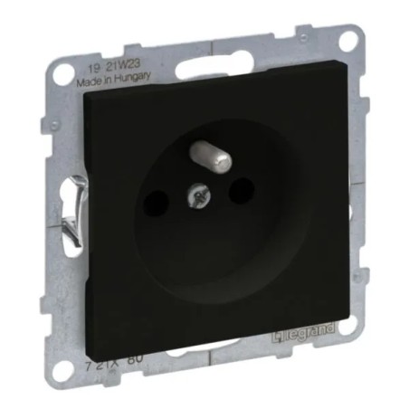 SUNO Gniazdo pojedyncze 2P+Z czarne 16A 250V zaciski automatyczne z przesłoną 721480