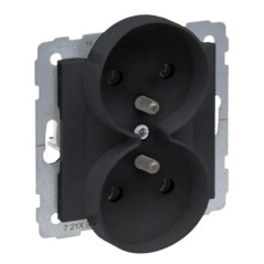 SUNO Gniazdo podwójne 2x2P+Z czarne 16A 250V zaciski śrubowe 721491