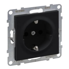 SUNO Gniazdo SCHUKO 2P+Z czarne 16A 250V zaciski automatyczne z przesłoną 721420
