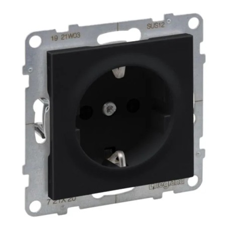 SUNO Gniazdo SCHUKO 2P+Z czarne 16A 250V zaciski automatyczne z przesłoną 721420