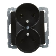 SUNO Gniazdo podwójne 2x2P+Z czarne 16A 250V zaciski śrubowe 721491