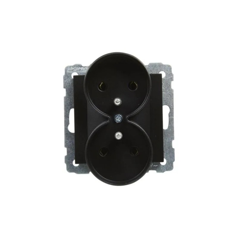 SUNO Gniazdo podwójne 2x2P+Z czarne 16A 250V zaciski śrubowe 721491
