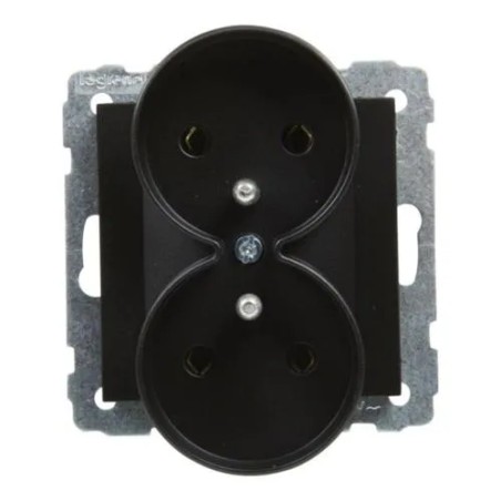 SUNO Gniazdo podwójne 2x2P+Z czarne 16A 250V zaciski śrubowe 721491