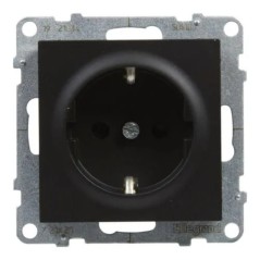 SUNO Gniazdo SCHUKO 2P+Z czarne 16A 250V zaciski automatyczne z przesłoną 721420