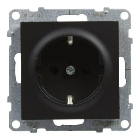 SUNO Gniazdo SCHUKO 2P+Z czarne 16A 250V zaciski automatyczne z przesłoną 721420