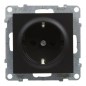 SUNO Gniazdo SCHUKO 2P+Z czarne 16A 250V zaciski automatyczne z przesłoną 721420