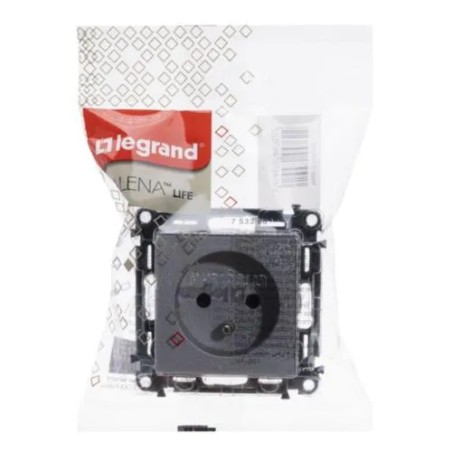 VALENA LIFE Gniazdo pojedyncze z/u 2P+Z z przesłonami aluminium 753380
