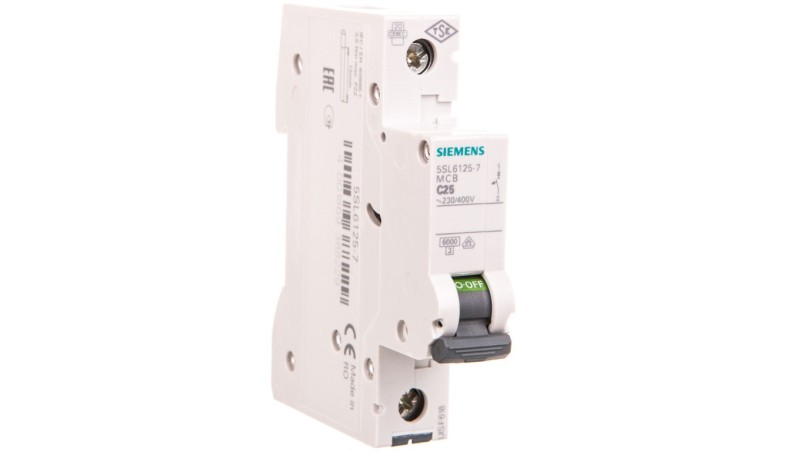 Wyłącznik nadprądowy SENTRON 5SL6 1P C 25A 6kA AC 5SL6125-7 Wyłącznik nadprądowy SENTRON 5SL6 1P C 25A 6kA AC 5SL6125-7