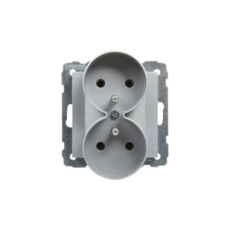 SUNO Gniazdo podwójne 2x2P+Z aluminium 16A 250V zaciski śrubowe 721391
