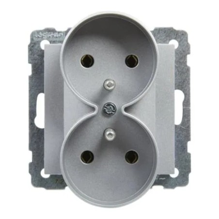 SUNO Gniazdo podwójne 2x2P+Z aluminium 16A 250V zaciski śrubowe 721391