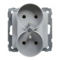 SUNO Gniazdo podwójne 2x2P+Z aluminium 16A 250V zaciski śrubowe 721391