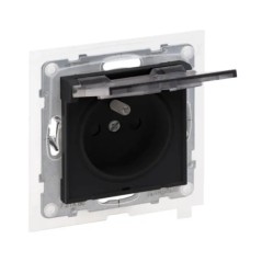 SUNO Gniazdo pojedyncze 2P+Z IP44 czarne 16A 250V zaciski automatyczne z przesłoną 721486