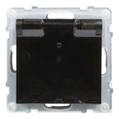 SUNO Gniazdo pojedyncze 2P+Z IP44 czarne 16A 250V zaciski automatyczne z przesłoną 721486
