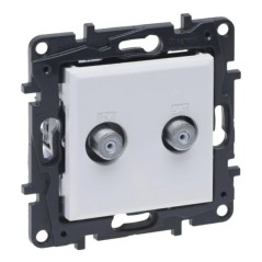 Niloe Step Gniazdo podwójne 2xTV typu F końcowe do instalacji typu gwiazda 1,5dB biały 863176