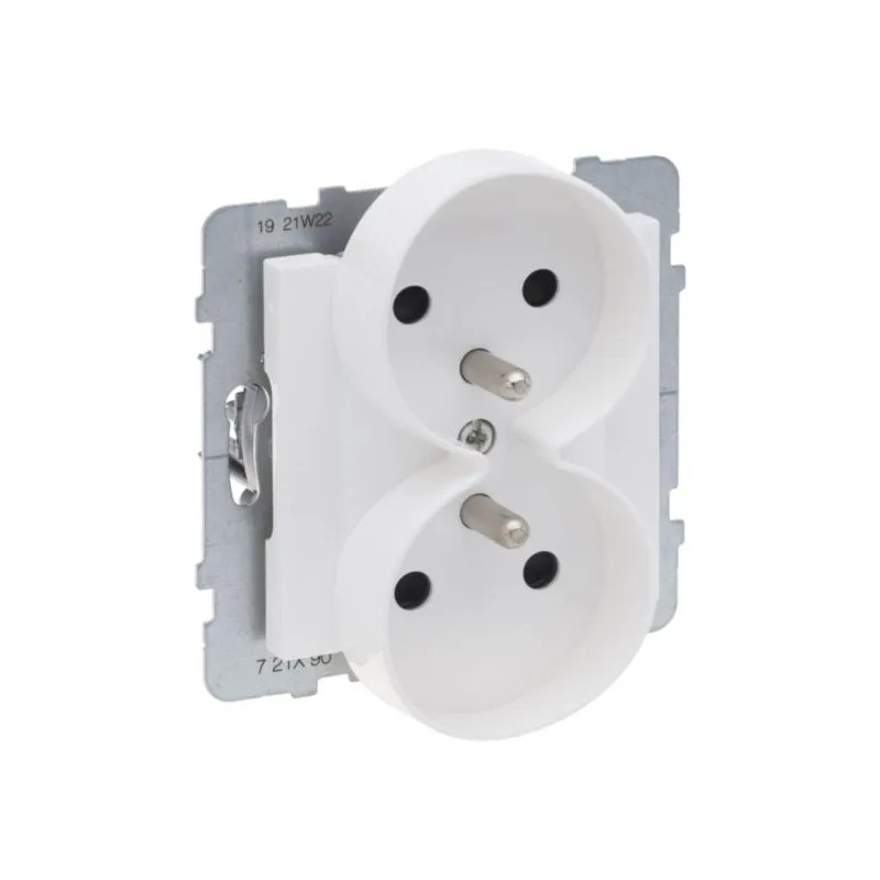 SUNO Gniazdo podwójne 2x2P+Z 16A 250V białe zaciski automatyczne z przesłoną 721190 SUNO Gniazdo podwójne 2x2P+Z 16A 250V białe zaciski automatyczne z przesłoną 721190