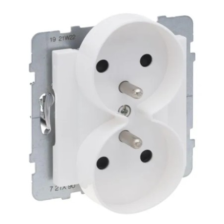 SUNO Gniazdo podwójne 2x2P+Z 16A 250V białe zaciski automatyczne z przesłoną 721190