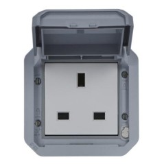 NOWE PLEXO 55 Gniazdo standard brytyjski 2P+Z zaciski śrubowe mechanizm 13A - 250V AC szare 069585L