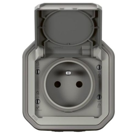 NOWE PLEXO 55 Gniazdo 2P+Z zaciski auto komplet natynkowy 16A - 250V AC szare 069731L