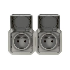 NOWE PLEXO 55 Gniazdo 2x2P+Z poziome mechanizm 16A - 250V AC szare 069562L