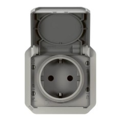 NOWE PLEXO 55 Gniazdo Schuko 2P+Z zaciski auto mechanizm 16A - 250V AC szare 069570L