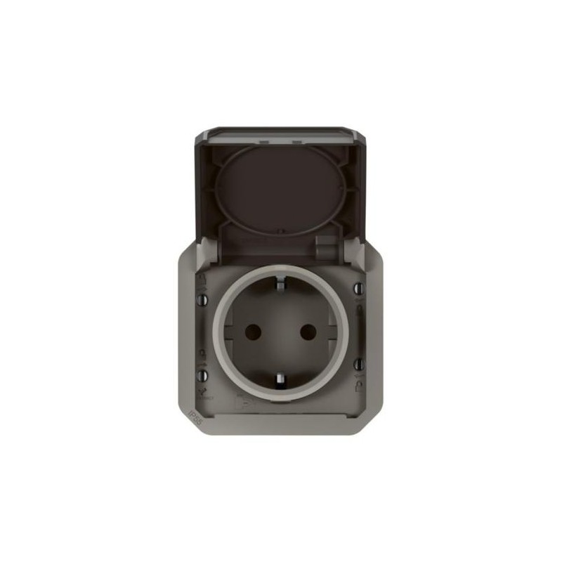 NOWE PLEXO 55 Gniazdo Schuko 2P+Z zaciski auto mechanizm 16A - 250V AC antracyt 069871L