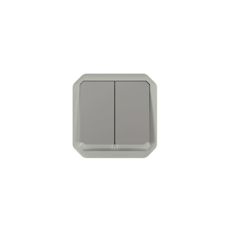 NOWE PLEXO 55 Łącznik podwójny/przycisk podwójny z podświetlanym mechanizmem 10 AX - 250 V AC szary 069526L