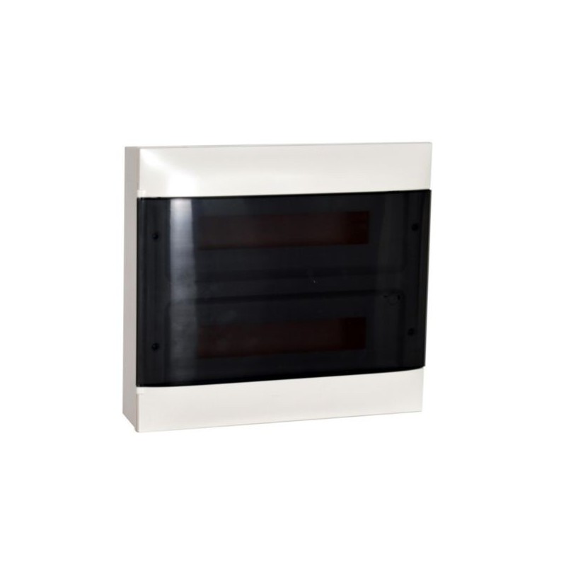 Rozdzielnica modułowa natynkowa PRACTIBOX S 2X18 drzwi transparentne + 2x1P B16 RX3 137437P