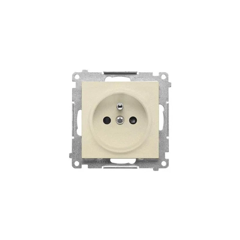 Simon 55 Gniazdo wtyczkowe pojedyncze z uziemieniem i przesłonami (moduł) 16 A 250 V, szybkozłącza Szampański mat TGZ1CZ.01/144
