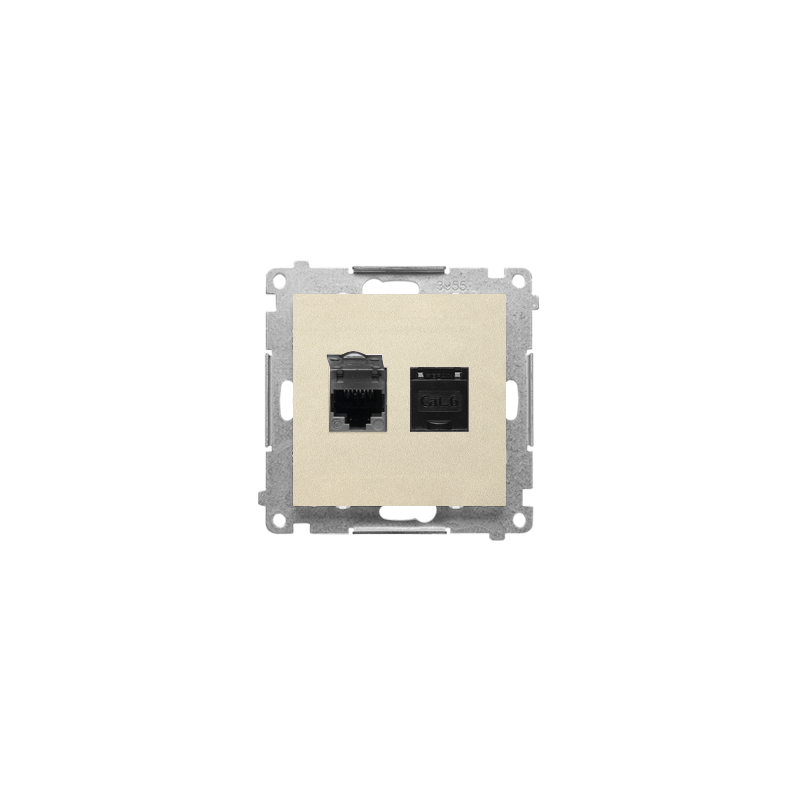 Simon 55 Gniazdo komputerowe podwójne RJ45 kategoria 6, ekranowane z przesłoną przeciwkurzową(moduł) Szampański mat T62E.01/144 Simon 55 Gniazdo komputerowe podwójne RJ45 kategoria 6, ekranowane z przesłoną przeciwkurzową(moduł) Szampański mat T62E.01/144