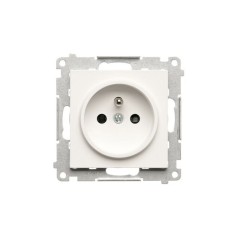 Simon 55 Gniazdo Schuko z przesłonami (moduł) 16 A, 250 V~, szybkozłącza Biały mat TGSZ1CZ.01/111