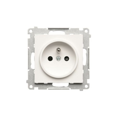 Simon 55 Gniazdo Schuko z przesłonami (moduł) 16 A, 250 V~, szybkozłącza Biały mat TGSZ1CZ.01/111