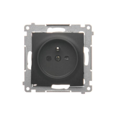Simon 54 Gniazdo Schuko z przesłonami (moduł) 16A 250V zaciski śrubowe czarny mat DGSz1Z.01/49