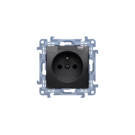Simon 10 Gniazdo wtyczkowe IP44 Z USZCZELKĄ, z przesł., klapka transp. (moduł) 16A, 250V szybkozłącza, czarny mat CGZ1BCZ.01/49A
