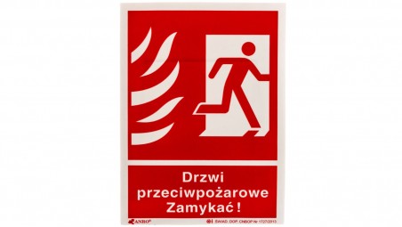 Tabliczka ostrzegawcza /Drzwi przeciwpożarowe zamykać 150x205/ 30P/F1/FS