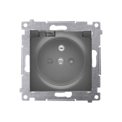Simon 54 Gniazdo Schuko do wersji IP44 z przesłonami z uszczelką ramki (moduł) 16A 250V klapka transp. czarny mat DGSZ1BZ.01/49A