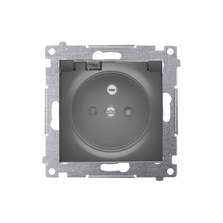 Simon 54 Gniazdo Schuko do wersji IP44 z przesłonami z uszczelką ramki (moduł) 16A 250V klapka transp. czarny mat DGSZ1BZ.01/49A