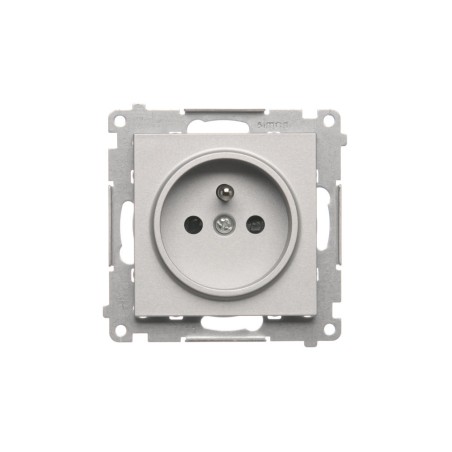 Simon 55 Gniazdo Schuko z przesłonami (moduł) 16 A, 250 V~, szybkozłącza Aluminium mat TGSZ1CZ.01/143