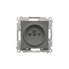 Simon 55 Gniazdo Schuko z przesłonami (moduł) 16 A, 250 V~, szybkozłącza Grafitowy mat TGSZ1CZ.01/116