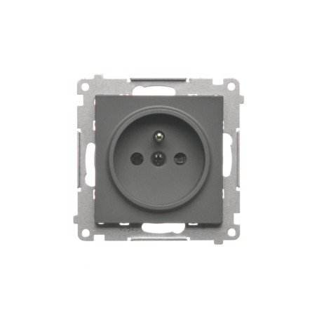 Simon 55 Gniazdo Schuko z przesłonami (moduł) 16 A, 250 V~, szybkozłącza Grafitowy mat TGSZ1CZ.01/116