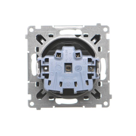 Simon 55 Gniazdo Schuko z przesłonami (moduł) 16 A, 250 V~, szybkozłącza Czarny mat TGSZ1CZ.01/149