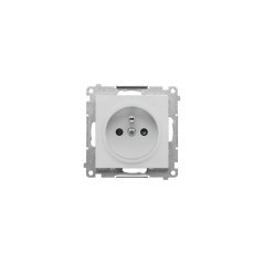 Simon 55 Gniazdo wtyczkowe pojedyncze z uziemieniem i przesłonami (moduł) 16 A 250 V~, szybkozłącza Aluminium mat TGZ1CZ.01/143