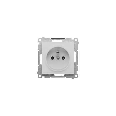 Simon 55 Gniazdo wtyczkowe pojedyncze z uziemieniem i przesłonami (moduł) 16 A 250 V~, szybkozłącza Aluminium mat TGZ1CZ.01/143